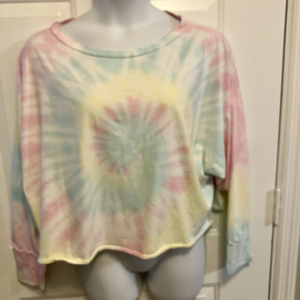 Chrysanthemum Pastel Tie Dye  Blouse Bohemian Long Sleeve Shirt‎ Small/Medium